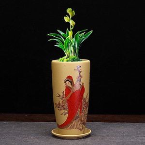Mini pot <span class=keywords><strong>en</strong></span> argile violette Yixing peint à la main, pot de bonsaï de bureau pour plantes succulentes, idéal pour les plantes d'intérieur <span class=keywords><strong>en</strong></span> forme de souche ancienne - Product Image 4