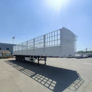 Remolque de plataforma plana con vallas de 3 ejes y 60 toneladas para carga abierta, fabricado en China / Semirremolque con vallas / Semirremolque de plataforma con vallas - Product Image 3