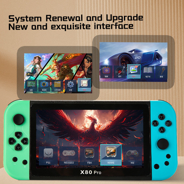 Cross-screen PSP Handheld Retro FC Handheld Game Console Children X80PRO 16G with Wired Communication and 10 Major Simulator OS