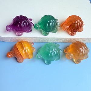 Bán buôn pha lê động vật khắc kẹo đầy màu sắc fluorite Rùa Biển tượng Thủ Công Thạch anh chữa bệnh đá khắc để bán - Product Image 1