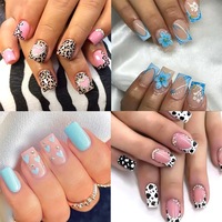 Uñas Postizas Rosadas Francesas con Lazo Brillante y Diamantes de Imitación, Forma Ataúd, Estilo Hecho a Mano, Estética Dulce INS, ABS Premium
