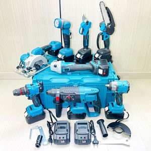 طقم أدوات كهربائية ببطارية 8 قطع، مجموعة أدوات مشتركة تشمل مثقاب مطرقي كهربائي، جلاخة زاوية بدون فحمات، مفتاح ربط لاسلكي، ومنشار تقليم محمول - Product Image 1