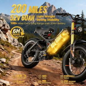 Bicicleta de Montaña Eahora Romeo CE 200W 52V 60AH con Cuadro de Acero y Neumáticos Anchos para Terreno Difícil - Product Image 5