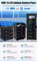 Smart BMS LCD 48V 51.2V 50AH 100AH 150Ah 200AH penyimpanan tenaga surya rumah Lithium Lifepo4 rak Server baterai terpasang