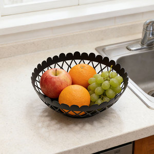 Metal Countertop Fruit <b>Basket</b> Bowl Large Round Decorative Table Centerpiece <b>Stand</b> for Fruit <b>Vegetables</b> Bread Candy Nuts - Product Image 2