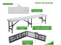 Banc de pique-nique pliable facile à transporter, 6 pieds, banc pliable en plastique d'extérieur
