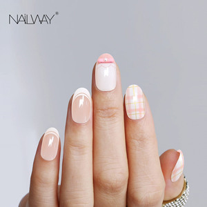 <span class=keywords><strong>Uñas</strong></span> Postizas <span class=keywords><strong>de</strong></span> <span class=keywords><strong>Diseño</strong></span> Bonito, Forma Ovalada Corta, Color Rosa, Material PMMA, <span class=keywords><strong>Uñas</strong></span> <span class=keywords><strong>Francesas</strong></span>, <span class=keywords><strong>Uñas</strong></span> Artificiales Brillantes - Product Image 2