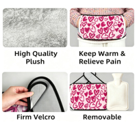 Bouillotte en caoutchouc de 1000 ml avec ceinture chauffante pour soulager les douleurs dorsales, cervicales et les crampes menstruelles – Idéal pour la Saint-Valentin