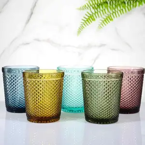 Colorful Glass Embossed Wine Cup Retro Water Cup Creative Diamond Wine Glasses Whiskey Tumbler Highball