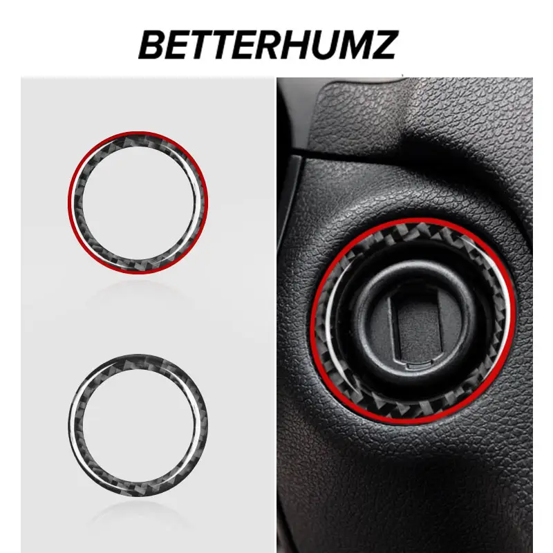 Karbon Fiber araba kontak anahtarı Trim anahtarlık delik daire etiket Mercedes A C sınıfı W204 GLA CLA GLC w205 aksesuarları