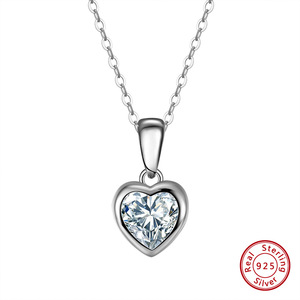 Phụ Nữ Của 14K Vàng Mạ S925 Sterling Bạc Vòng Cổ 4A Zirconia Tình Yêu Trái Tim Xương đòn Mặt Dây Chuyền Hợp Thời Trang Kim Cương Zircon - Product Image 5