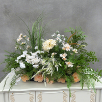 Chemin de table en fleurs artificielles bohèmes multicolores, style forêt, en soie, fait main, durable, pour décoration de mariage, toile de fond ou fenêtre