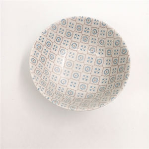 Juego de vajilla de cerámica con estampado de almohadilla bohemio de 16 piezas-Gris claro - Product Image 6