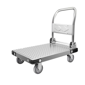 Vierwielig Vouwplatform Push & Pull Truck Verdikte Stalen Plaat Flatbed Trolley Hoge Capaciteit Voor Magazijngoederen Voor Hand - Product Image 2
