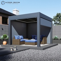 Pergola bioclimatique électrique entièrement automatique en aluminium avec toit à lames orientables pour terrasse, gazebo, balcon, jardin 3x3m, revêtement poudré