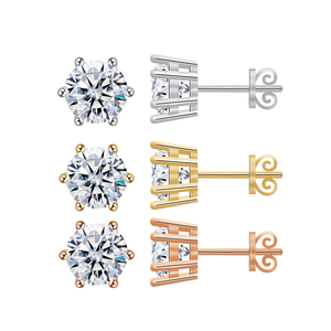 Starsgem Basket Set Boucles d'oreilles en moissanite en or 14 carats, 6.5mm, 6 griffes, coupe ronde - Product Image 2