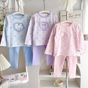 95% Baumwolle Mädchen-Hauskleidung Niedliches Pyjama-Set Herzförmig Ganzjährig Hauskleidung Frühling <span class=keywords><strong>2</strong></span>-Teiliges Set Geeignet für Alter <span class=keywords><strong>3</strong></span>-10 - Product Image 1