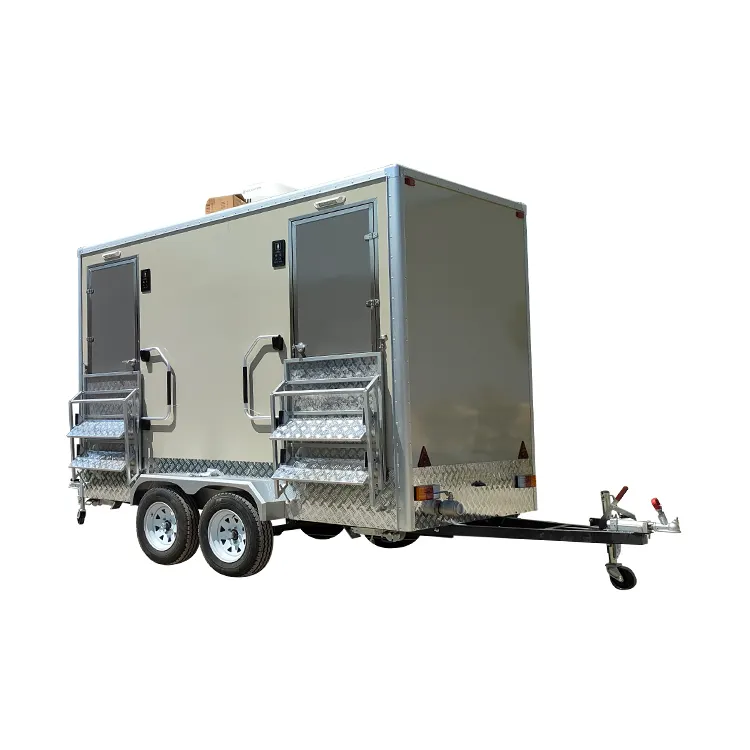 Moderne Draagbare Twee Deur Mobiele Vrachtwagen Toilet Voor Outdoor Evenementen Feest Glamping Camping Mobiele Aanhangwagen Toiletten Te Koop