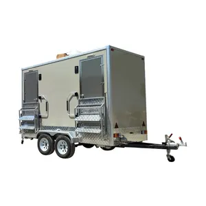 Modern Portable 2 Door Mobile Truck Toilet For Outdoor Events Party Glamping Camping Mobile Trailer Toilets For Sale