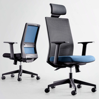 Chaise de bureau ergonomique au design moderne avec appui-tête réglable, pivotante, réglable en hauteur, en tissu maillé, confortable, pour enseignants, en acier et métal