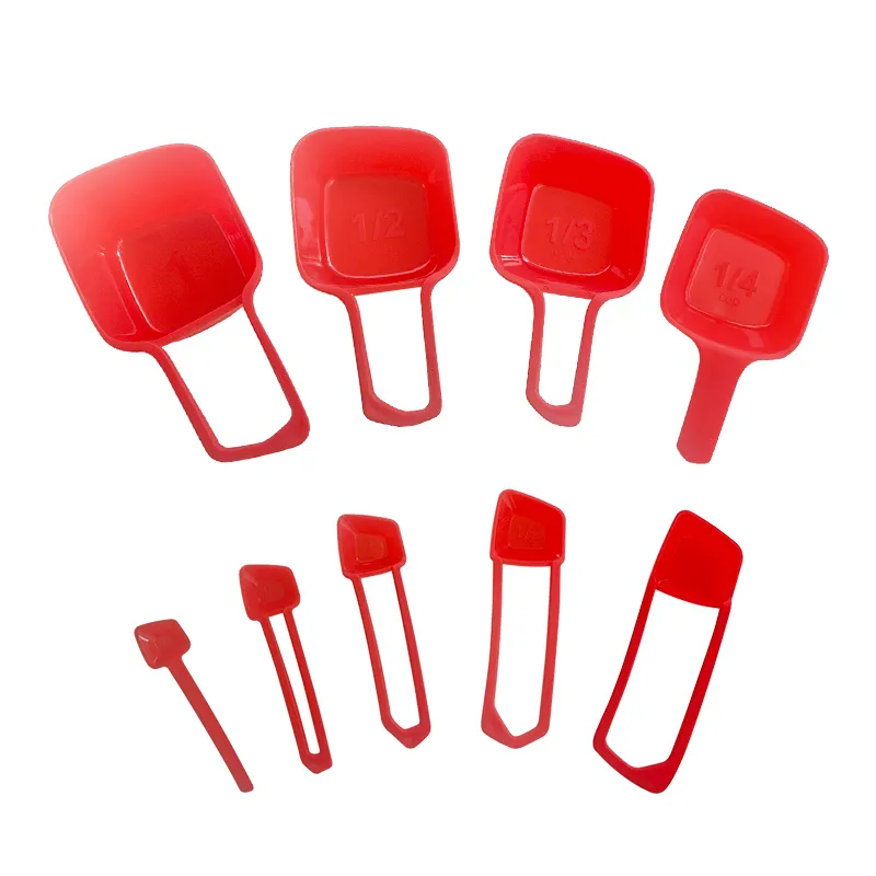 9pcs misurini quadrati rossi misurini set utensili da pasticceria accessori da cucina utensili da caffè e tè giocattoli da cucina