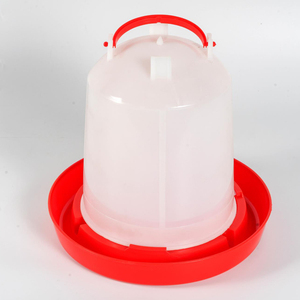 Mangeoire surélevée pour poulets PP résistante aux intempéries, blanche avec rouge, en plastique, capacité 3L, pour applications d'élevage en plein air - Product Image 2