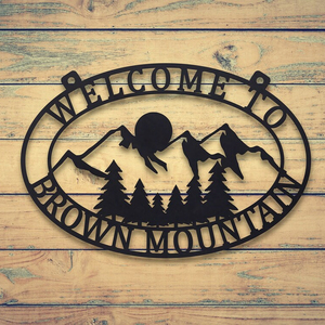 Custom Metal Mountain Sunrise Wall Art Outdoor Hanging personalizzato Mountain Home Cabin Decor regali personalizzati Cabin Wall - Product Image 1