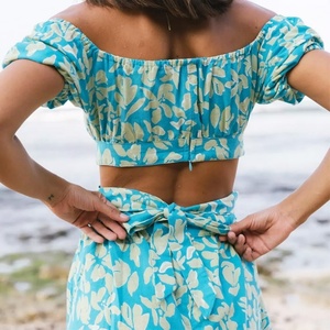 Robe décontractée pour femmes en vente chaude à Hawaï, robe courte en lin et rayonne hawaïenne à imprimé personnalisé, taille évidée, plage - Product Image 5