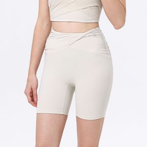 Wholesale Women's Cross Waist Ruched Biker Shorts High Waist Butt Lifting Yoga Shorts No Camel <b>Toe</b> Running Shorts Activewear - Product Image 3