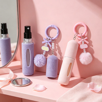 Flacon de parfum vide rechargeable en velours personnalisé et unique de 5 ml, petit flacon d'échantillon d'huile parfumée, flacon vaporisateur de parfum de qualité avec porte-clés à vendre