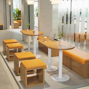 Combinazione Tavolo e Sedie per <span class=keywords><strong>Ristorante</strong></span>, Area Personalizzata a Muro per Pasticceria, Panca Lunga per Caffetteria - Product Image 3