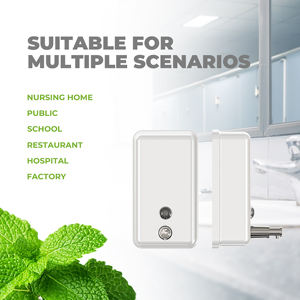 Distributeur de savon manuel mural FANDA moderne et écologique avec une capacité de 1200 ml # Acier inoxydable 304 avec revêtement en poudre blanche - Product Image 3