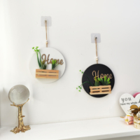 Vase mural en bois avec plante artificielle, décoration d'intérieur style naturel, art déco pour la maison