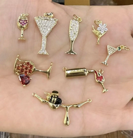 Pendentif en laiton plaqué or 18 carats ZYO Custom Jewelry, charme mignon de petite taille, charme en forme de zircon cubique brillant, accessoire de bijoux