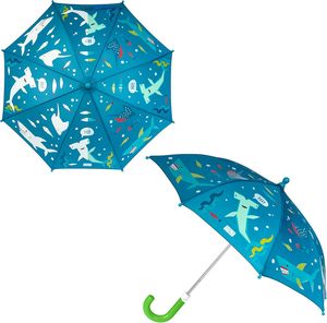 <span class=keywords><strong>Parapluie</strong></span> Enfant Stephen Joseph à Changement de Couleur Réactif à l'Eau, Sans Pincement, en Polyester, Utilisation Humide/Sèche, pour Enfants, Motif Requin Baleine - Product Image 2