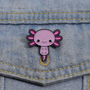 Axolotl pin Enamel segi enam kustom lucu merah muda Kawaii hewan bros kerah Lapel lencana kartun perhiasan hadiah untuk anak-anak teman - Product Image 1