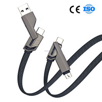 Câble de charge USB vers Type-C USB vers 8 broches pour iPhone 15 Pro Max, 60W, 4 en 1, largement compatible et facile à transporter