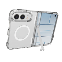 Étui magnétique transparent antichoc en TPU+PC de haute qualité avec colonne centrale et support pour iPhone Duo Cover