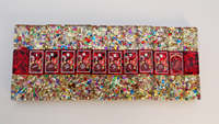 Tuiles de Mahjong Américain Personnalisées en Acrylique Gravées Ava avec Confettis Rouges pour Noël, Ensemble de Mahjong Américain pour Soirées de Fête à Domicile