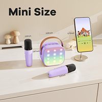 Haut-parleur portable pour enfants avec carte TF, cadeau promotionnel, karaoké, double microphone sans fil et lumières LED