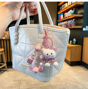 Hello Kitty boneka kartun imut, gantungan kunci ponsel, boneka kartun lucu, manik-manik ditarik tangan, liontin logam paduan seng plastik akrilik PVC untuk kamera CCD - Product Image 3