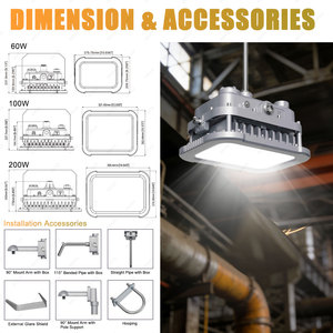 ไฟ LED กันระเบิดสำหรับสถานีบริการน้ำมันและระเบิดไฟมืออาชีพ60W 100W 200W - Product Image 4
