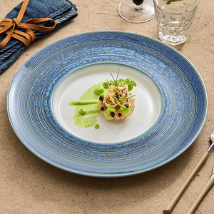 Ensemble de vaisselle moderne résistant aux rayures en porcelaine pour la <span class=keywords><strong>cuisine</strong></span> servant des assiettes en céramique blanche - Product Image 1
