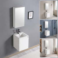 Meuble-lavabo mural de salle de bain compact, moderne et luxueux en PVC étanche avec vasque