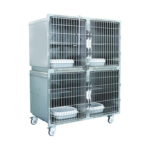 Cage d'oxygénothérapie thermostatée en acier inoxydable pour chiens, cage d'infusion multifonctionnelle combinée pour animaux de compagnie avec roues - Product Image 2