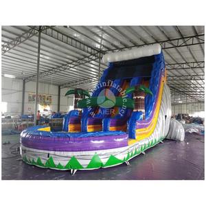 Toboggan aquatique gonflable double piste Jungle Tropicale avec palmiers et piscine, robuste pour événements estivaux, parcs aquatiques et <span class=keywords><strong>location</strong></span> événementielle - Product Image 3