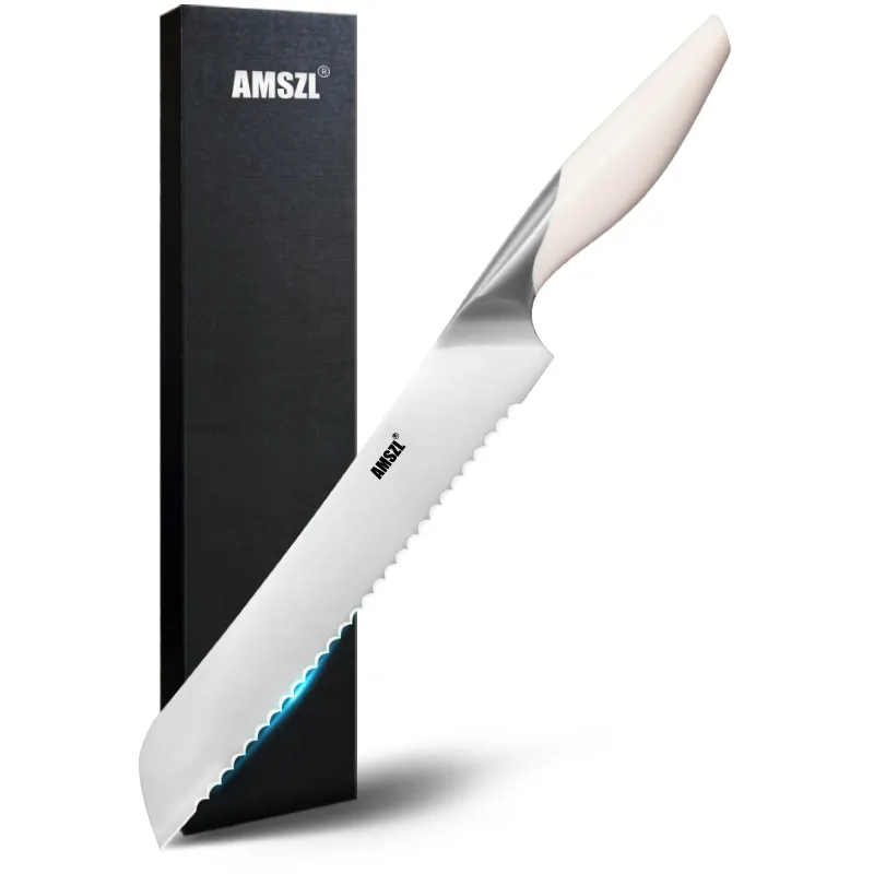 AMSZLサウドウノンスティックパンナイフホワイト鋸歯状パンスライサーナイフパン用プラスチックナイフ