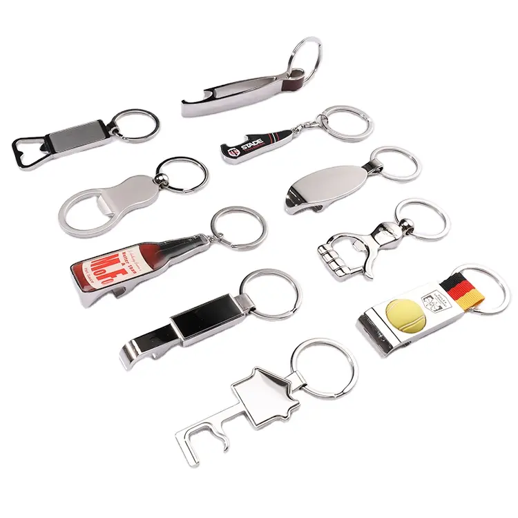 Promotionele Kerstcadeau Club Bier Kan Roestvrij Flesopener Metalen Sleutelhanger Met Opener