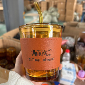 <span class=keywords><strong>Gobelet</strong></span> en <span class=keywords><strong>verre</strong></span> personnalisé avec logo, style Ins, pour thé, jus, café, avec couvercle et <span class=keywords><strong>paille</strong></span>, pour usage quotidien - Product Image 5