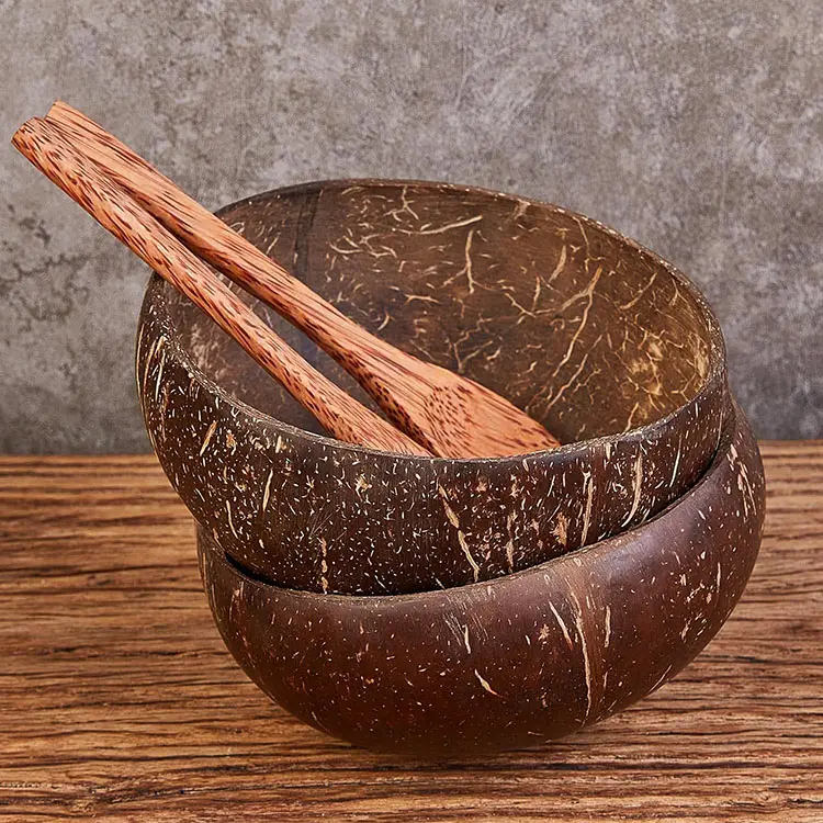 ECO handmade coconut shell custom salad bowl natural coco scoop with box